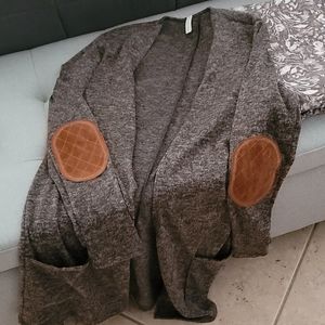 Brown mock elbow patch sweater in Size Medium